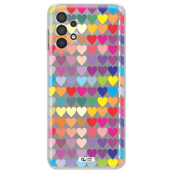 A Colorful Heart Pattern Samsung A32 4G Clear Tpu Case