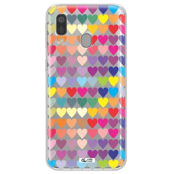 a colorful heart pattern Samsung A40 Clear TPU Case