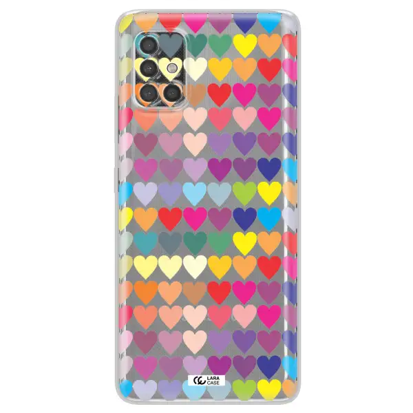 A Colorful Heart Pattern Samsung A40S Clear Tpu Case