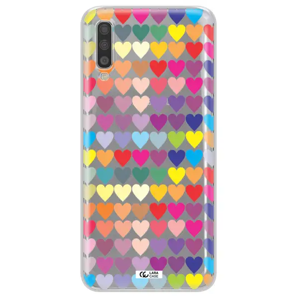 a colorful heart pattern Samsung A70 Clear TPU Case