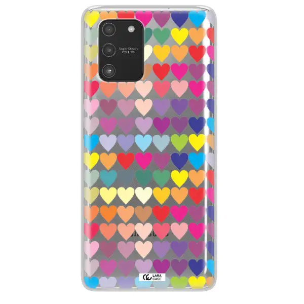 a colorful heart pattern Samsung A91 Clear TPU Case