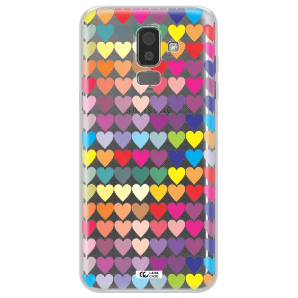a colorful heart pattern Samsung J8 Clear TPU Case