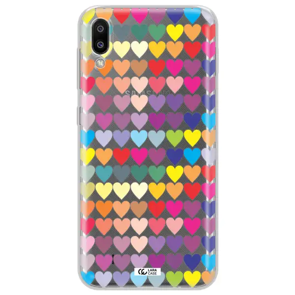 a colorful heart pattern Samsung M10 Clear TPU Case