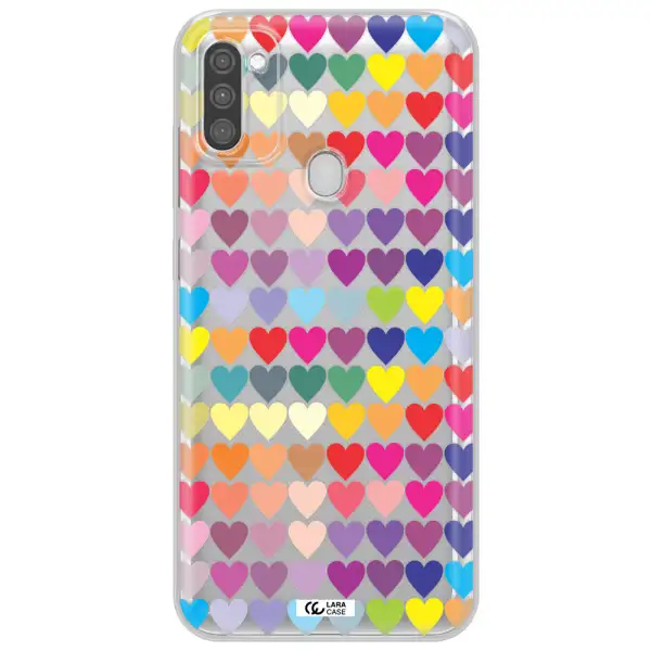 a colorful heart pattern Samsung M11 Clear TPU Case