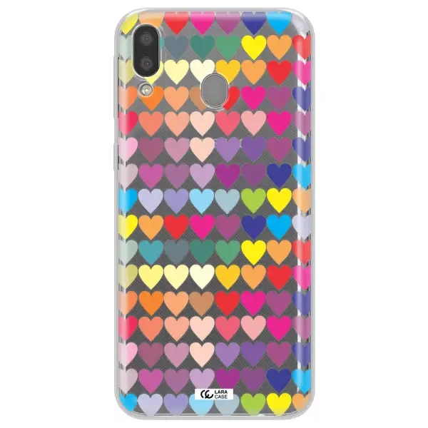 a colorful heart pattern Samsung M20 Clear TPU Case