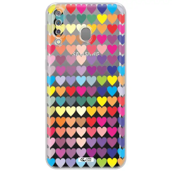 a colorful heart pattern Samsung M30 Clear TPU Case