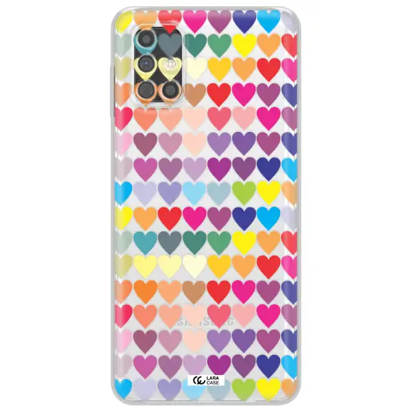 a colorful heart pattern Samsung M31S Clear TPU Case