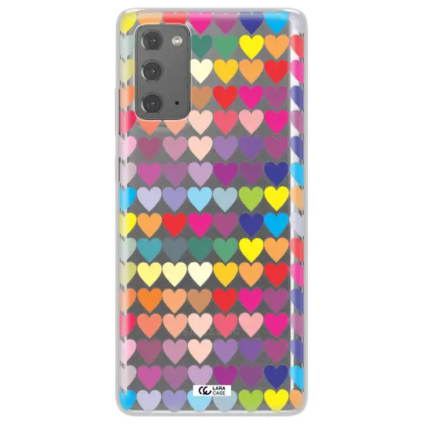 a colorful heart pattern Samsung Note 20 Clear TPU Case