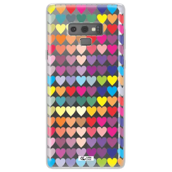 a colorful heart pattern Samsung Note 9 Clear TPU Case