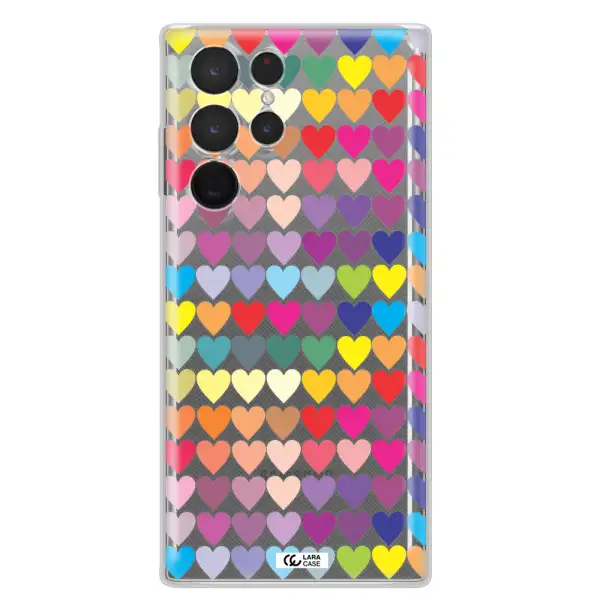 a colorful heart pattern Samsung S 22 Ultra Clear TPU Case