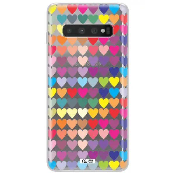a colorful heart pattern Samsung S10 Clear TPU Case