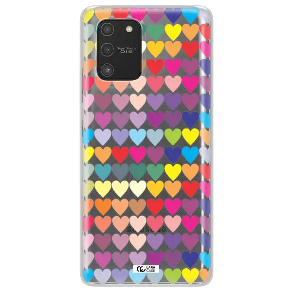 a colorful heart pattern Samsung S10 Lite Clear TPU Case