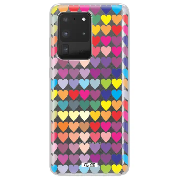 a colorful heart pattern Samsung S20 Ultra Clear TPU Case