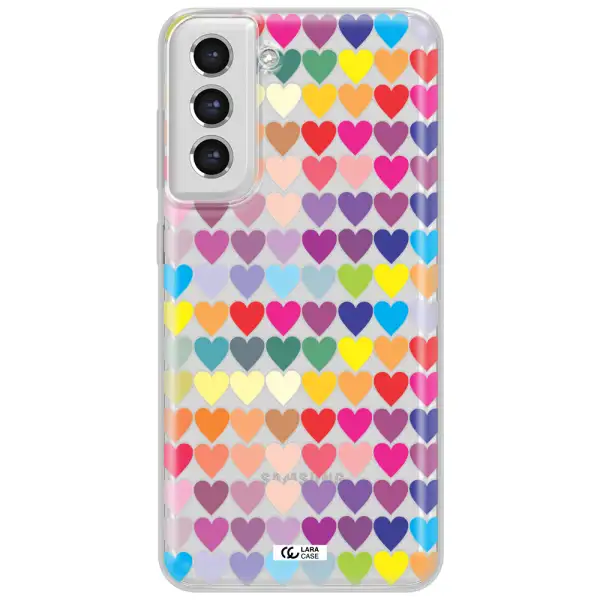 A Colorful Heart Pattern Samsung S21 Fe Clear Tpu Case