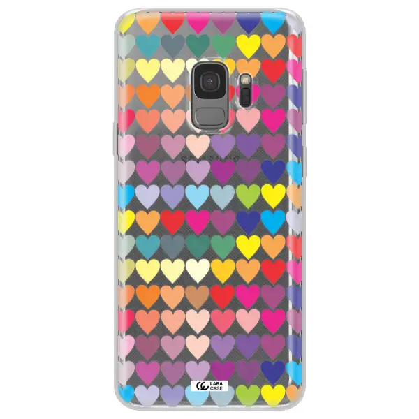 a colorful heart pattern Samsung S9 Clear TPU Case