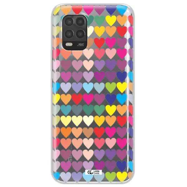 a colorful heart pattern Xiaomi Mi 10 Lite Clear TPU Case