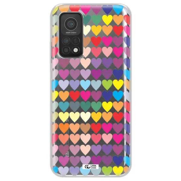 a colorful heart pattern Xiaomi Mi 10T Clear TPU Case