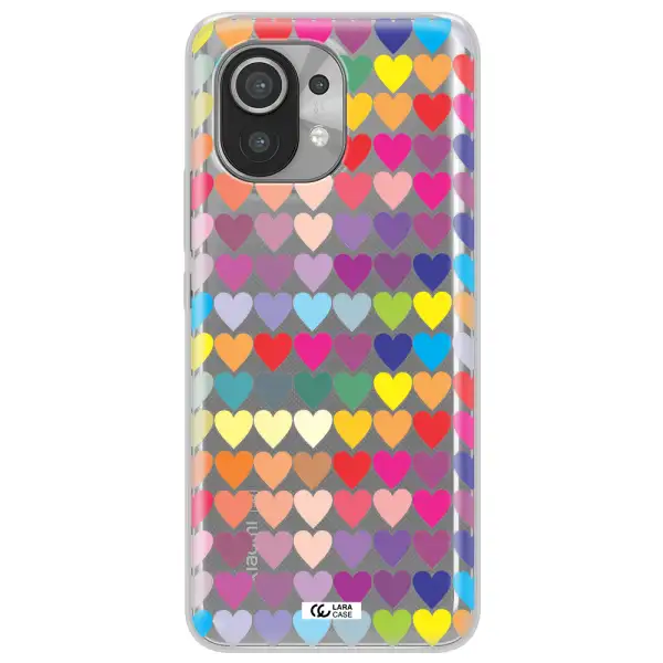 a colorful heart pattern Xiaomi Mi 11 Clear TPU Case