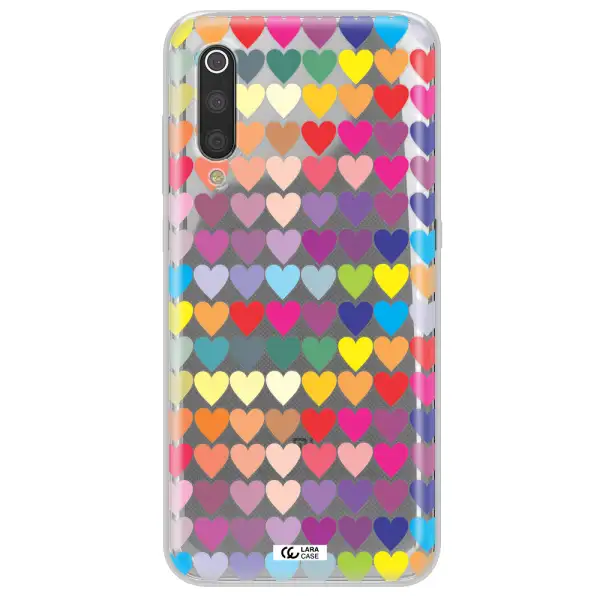 a colorful heart pattern Xiaomi Mi 9 Clear TPU Case