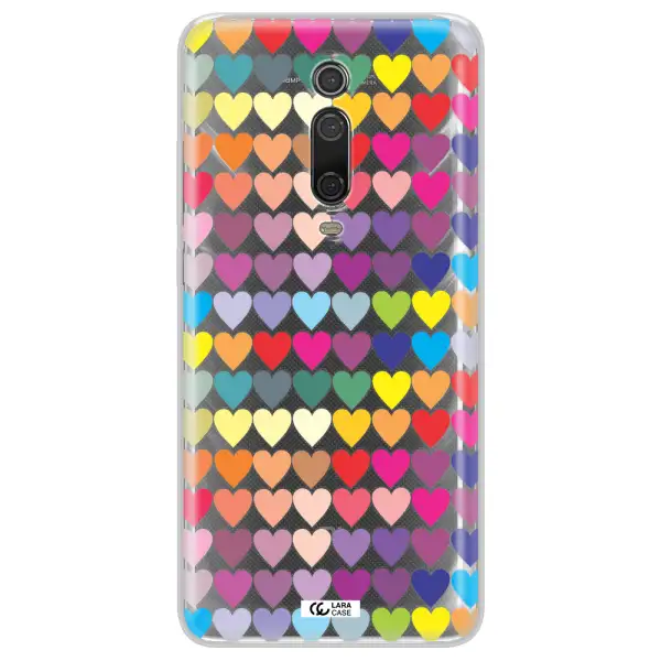 a colorful heart pattern Xiaomi Mi 9T Clear TPU Case