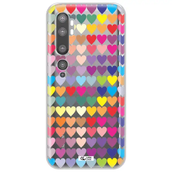 a colorful heart pattern Xiaomi Mi Note 10 Clear TPU Case