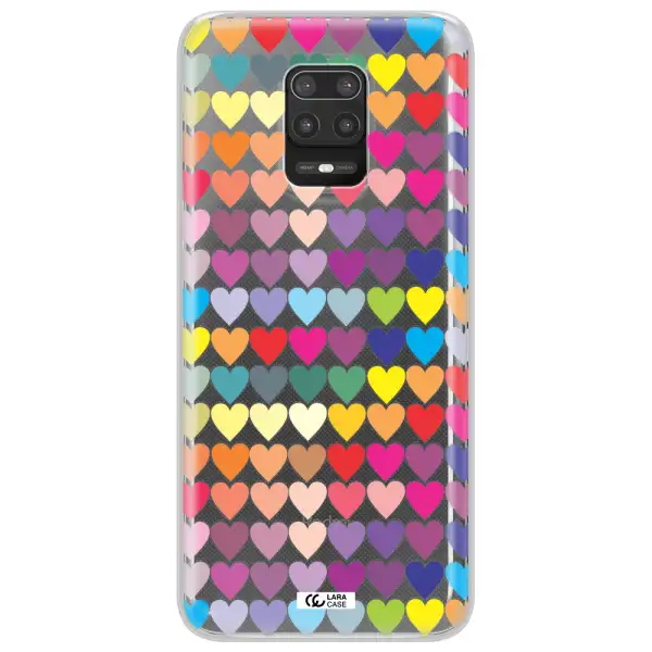 a colorful heart pattern Xiaomi Note 9S Clear TPU Case