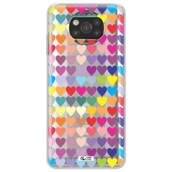 a colorful heart pattern Xiaomi Poco X3 Clear TPU Case