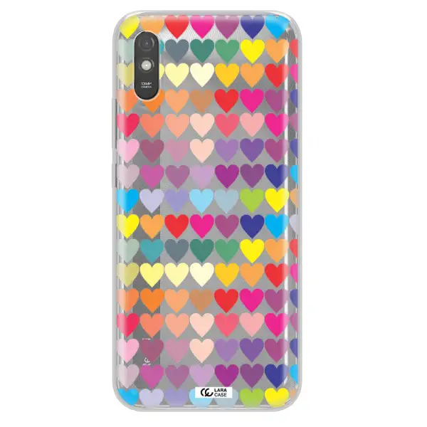 a colorful heart pattern Xiaomi Redmi 9A Clear TPU Case