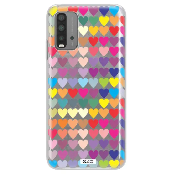 a colorful heart pattern Xiaomi Redmi 9T Clear TPU Case