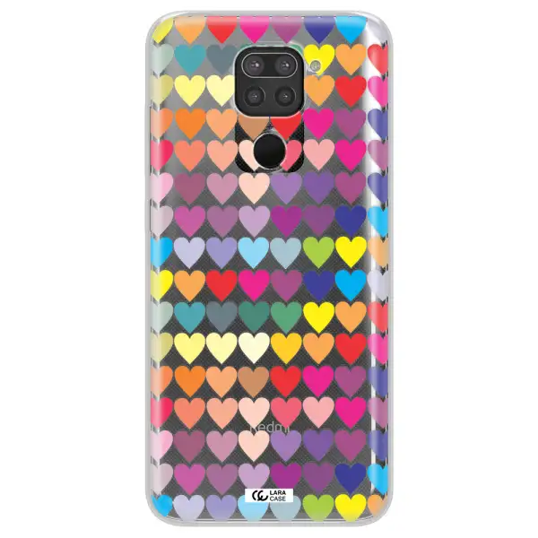 a colorful heart pattern Xiaomi Redmi Note 9 Clear TPU Case