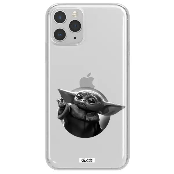 a black and white image of a baby yoda Apple iPhone 11 pro max Clear TPU Case