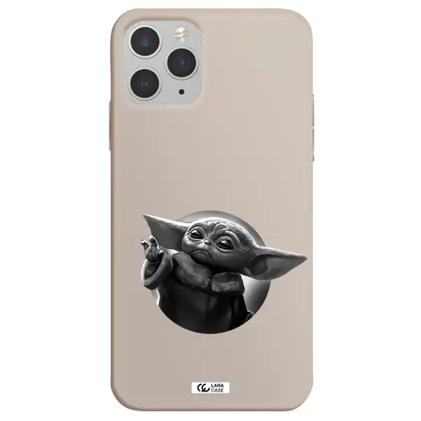 a black and white image of a baby yoda Apple iPhone 11 pro max Silicone Stone Case