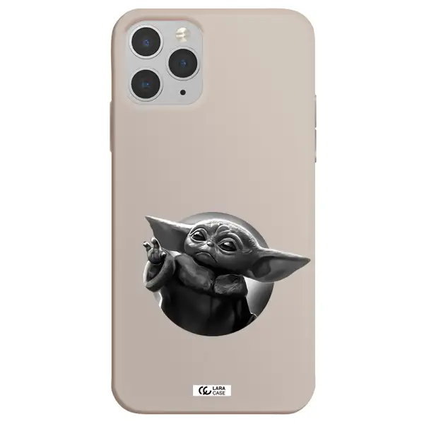 a black and white image of a baby yoda Apple iPhone 11 pro Silicone Stone Case