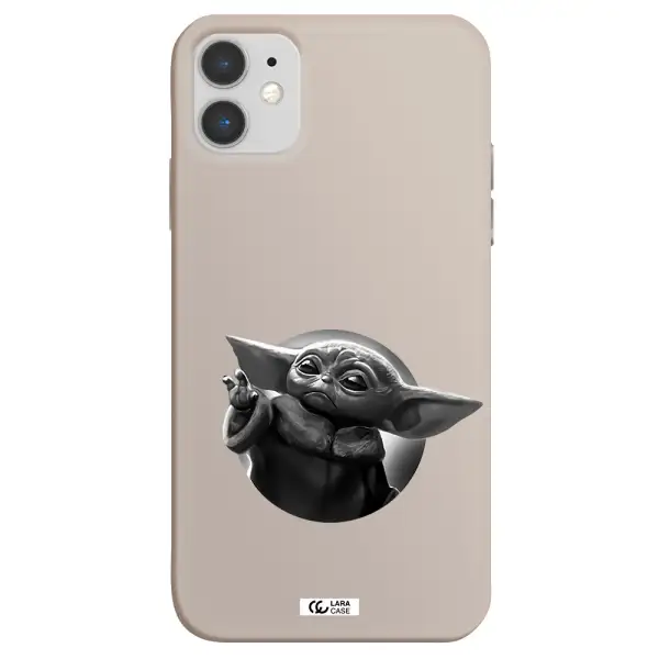 a black and white image of a baby yoda Apple iPhone 11 Silicone Stone Case