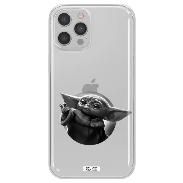 a black and white image of a baby yoda Apple iPhone 12 pro max Clear TPU Case