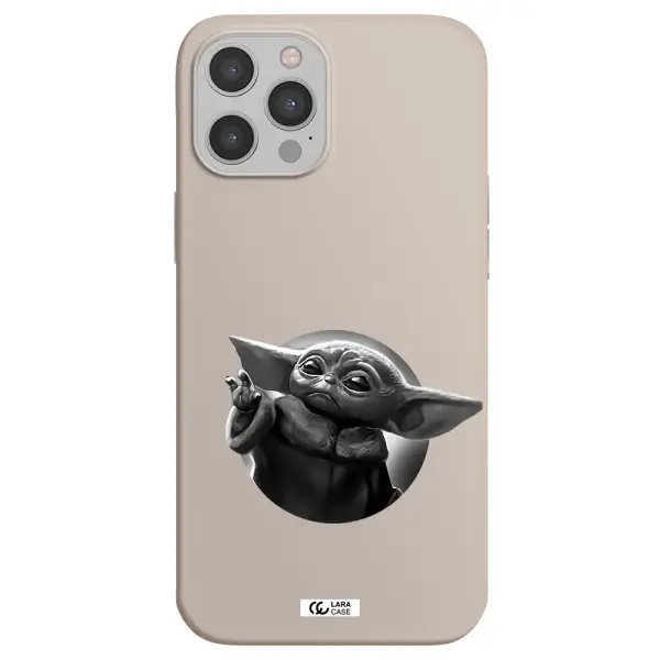 a black and white image of a baby yoda Apple iPhone 12 pro max Silicone Stone Case