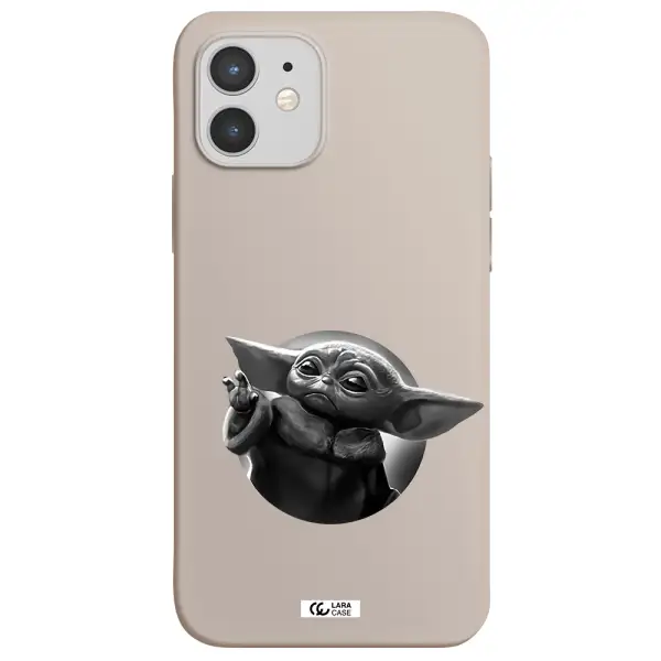 a black and white image of a baby yoda Apple iPhone 12 Silicone Stone Case