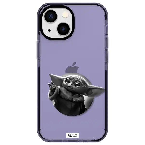 a black and white image of a baby yoda Apple iPhone 13 mini impact Lilac Case
