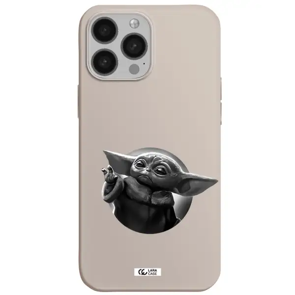 a black and white image of a baby yoda Apple iPhone 13 Pro Silicone Stone Case