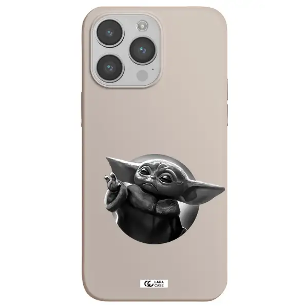 a black and white image of a baby yoda Apple iPhone 14 pro Silicone Stone Case