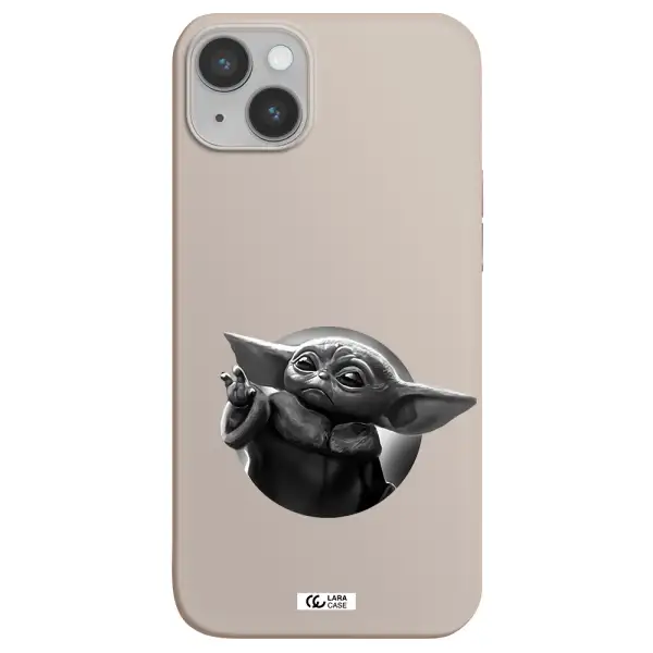 a black and white image of a baby yoda Apple iPhone 14 Silicone Stone Case