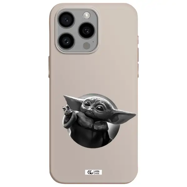 a black and white image of a baby yoda Apple Iphone 15 Pro max Silicone Stone Case