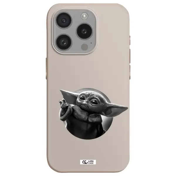 A Black And White Image Of A Baby Yoda Apple Iphone 15 Pro Silicone Stone Case