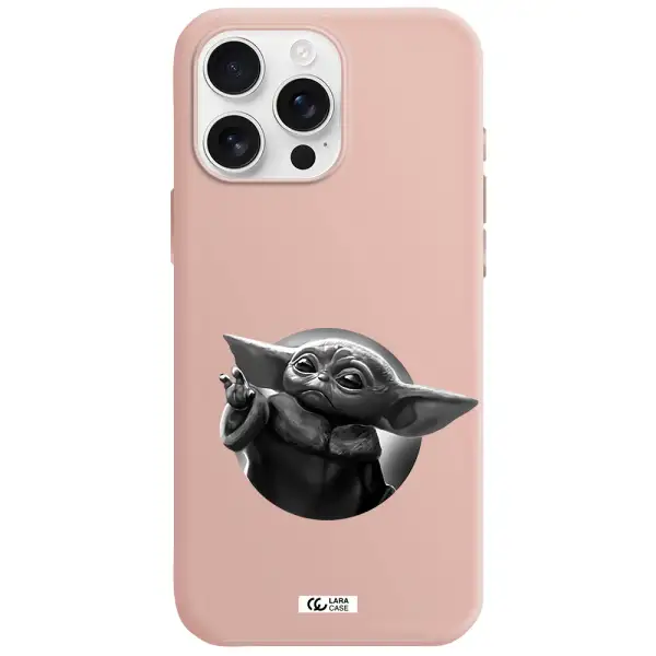 A Black And White Image Of A Baby Yoda Apple Iphone 16 Pro Max Silicone Pastel Pink Case