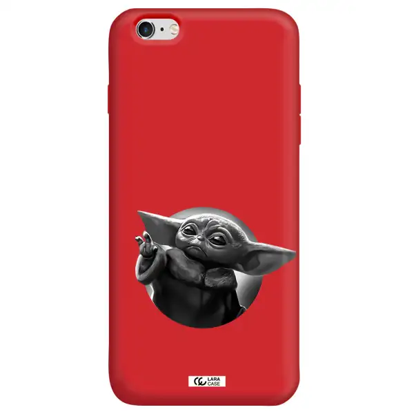 a black and white image of a baby yoda Apple iPhone 6 plus Silicone Imperial Red Case