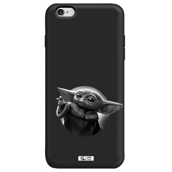a black and white image of a baby yoda Apple iPhone 6 s plus Silicone black Case