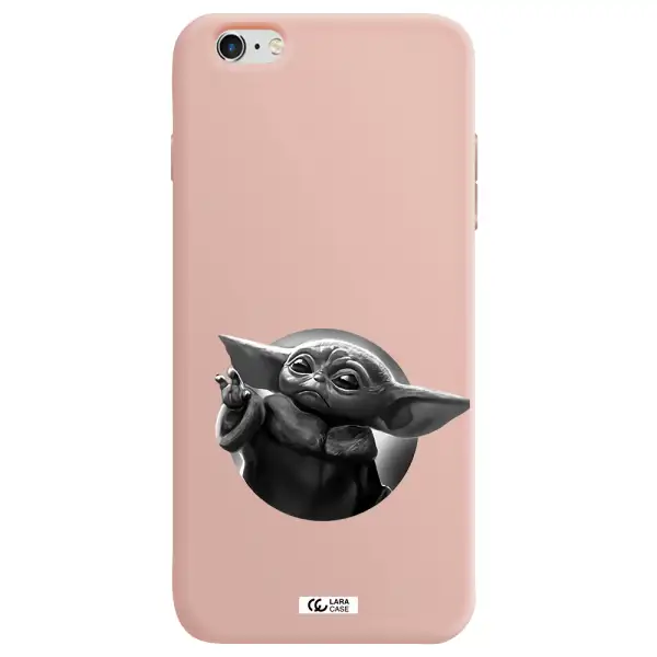 a black and white image of a baby yoda Apple iPhone 6 s plus Silicone pastel pink Case