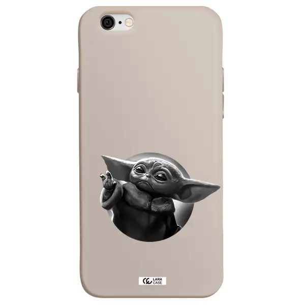 a black and white image of a baby yoda Apple iPhone 6 Silicone Stone Case