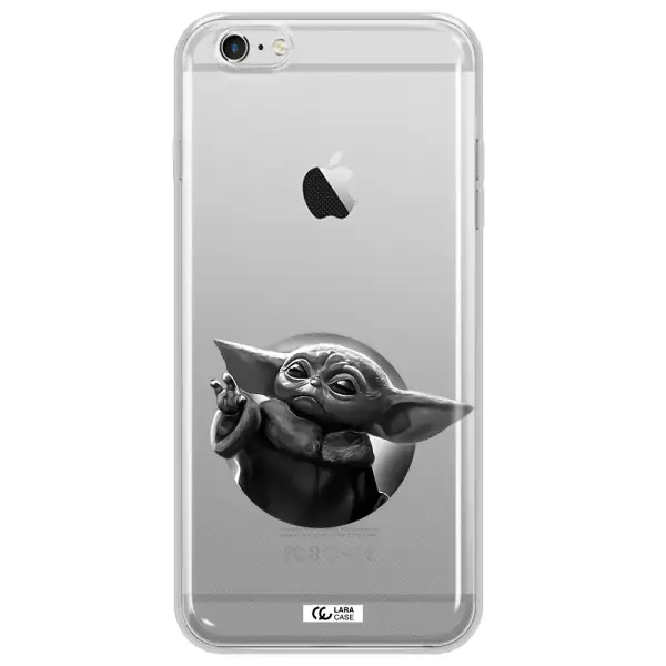 a black and white image of a baby yoda Apple iPhone 6S Clear TPU Case