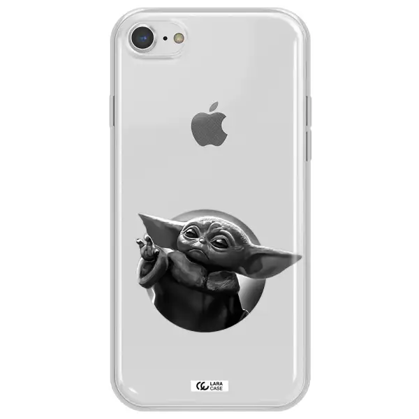 a black and white image of a baby yoda Apple iPhone 7 Clear TPU Case